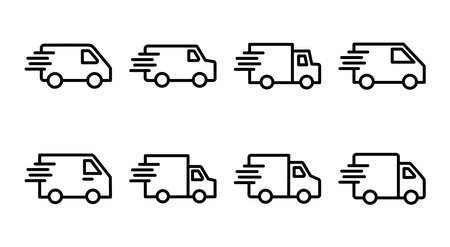 Delivery truck icon set illustration. Delivery truck sign and symbol. Shipping fast delivery iconのイラスト素材