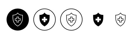 Health insurance icon set illustration. Insurance document sign and symbolのイラスト素材