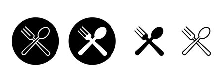 spoon and fork icon set illustration. spoon, fork and knife icon vector. restaurant sign and symbolのイラスト素材