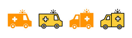 Ambulance icon set for web and mobile app. ambulance truck sign and symbol. ambulance carのイラスト素材