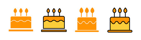 Cake icon set  for web and mobile app. Cake sign and symbol. Birthday cake iconのイラスト素材