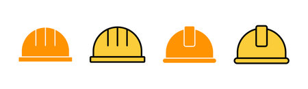 Helmet icon set for web and mobile app. Motorcycle helmet sign and symbol. Construction helmet icon. Safety helmetのイラスト素材