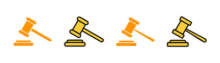 Gavel icon set for web and mobile app. judge gavel sign and symbol. law icon. auction hammerのイラスト素材