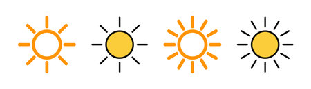 Sun icon set for web and mobile app. Brightness sign and symbol.のイラスト素材