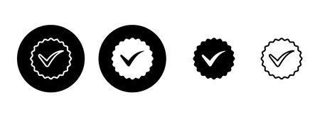 Approved icon set illustration. Certified Medal Icon. check markのイラスト素材