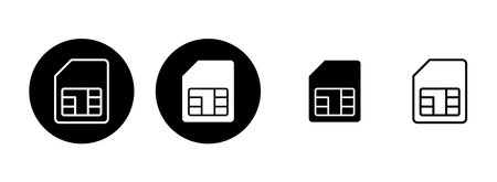 Sim card icon set illustration. dual sim card sign and symbolのイラスト素材