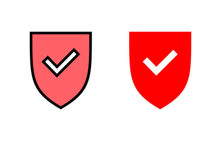 Shield check mark icon set illustration. Protection approve sign. Insurance iconのイラスト素材