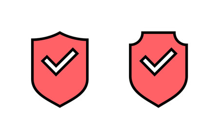 Shield check mark icon set illustration. Protection approve sign. Insurance iconのイラスト素材
