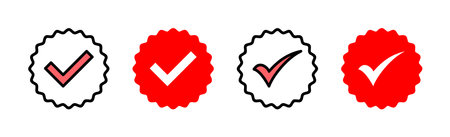 Approved icon set illustration. Certified Medal Icon. check markのイラスト素材