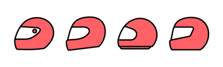 Helmet icon set illustration. Motorcycle helmet sign and symbol. Construction helmet icon. Safety helmetのイラスト素材