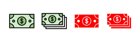 Money icon set illustration. Money sign and symbolのイラスト素材