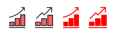 Growing graph Icon set illustration. Chart sign and symbol. diagram iconのイラスト素材