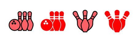 Bowling icon set illustration. bowling ball and pin sign and symbol.のイラスト素材
