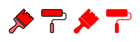 Paint icon set illustration. paint brush sign and symbol. paint roller icon vectorのイラスト素材