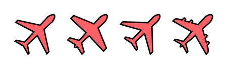 Plane icon set illustration. Airplane sign and symbol. Flight transport symbol. Travel sign. aeroplaneのイラスト素材