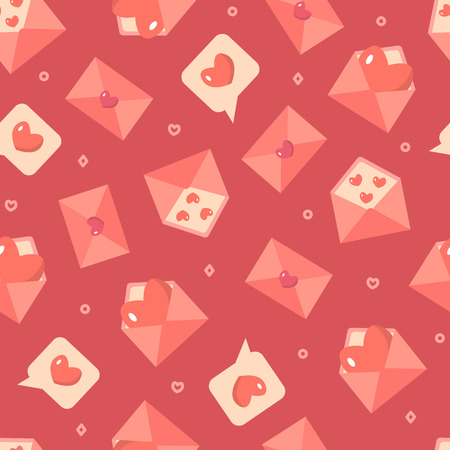 Seamless pattern with love writings on a dark pink background. Flat design. Vector Illustration.のイラスト素材