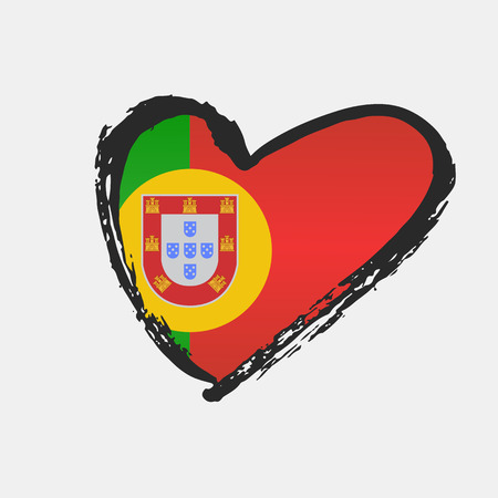 Sign the European music festival in Lisbon, 2018. Heart and flag of Portugal. Vector illustration.のイラスト素材