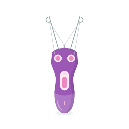 Electric epilator with cotton tread isolated on white background. Device for hair removal. Flat style. Vector illustration.のイラスト素材