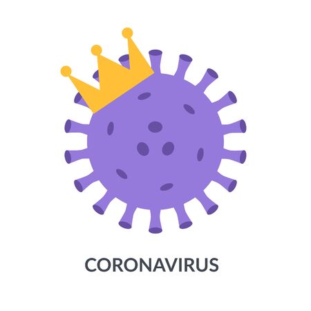 Coronavirus icon. 2019-ncov. Virus strain model in the crown isolated on white background. Flat vector illustration.のイラスト素材