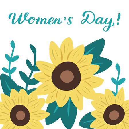 International Womenâs Day banner. 8 March card with flowers. Vector flat illustration.のイラスト素材