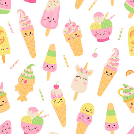 Ice cream seamless patternのイラスト素材