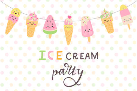 Ice cream party posterのイラスト素材