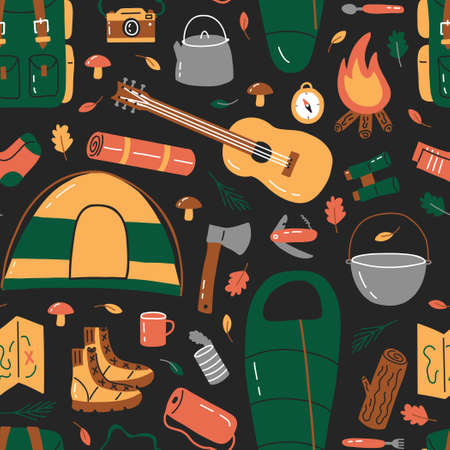 Summer camp seamless patternのイラスト素材
