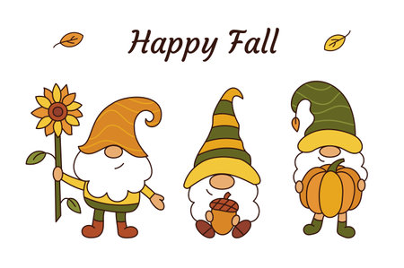 Fall gnome cardのイラスト素材