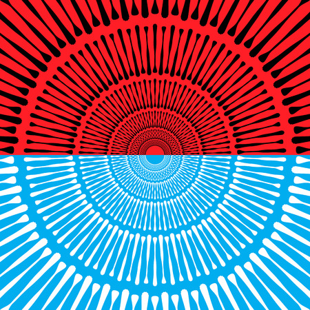 abstract radial bone circle blue and orange shapeのイラスト素材