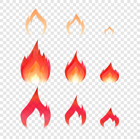 Fire vector icon symbol on transparent backgroundのイラスト素材