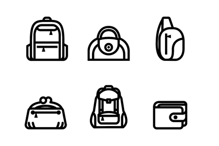 Bag category symbol in various ways for fashion shopping  web and general, icon set vector illustrator on white backgroundのイラスト素材