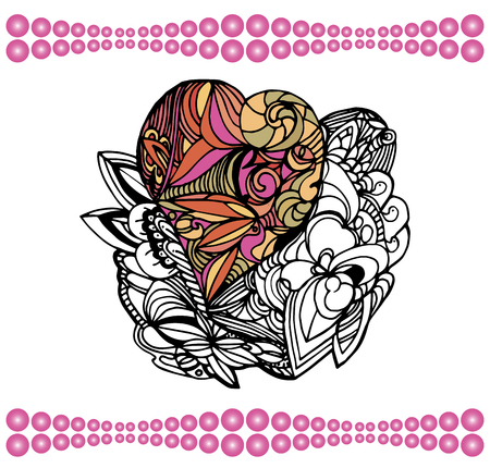 Frame of pink balls of different diametersのイラスト素材