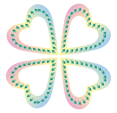 Four frames of the heart with a picture of houses on the edgesのイラスト素材