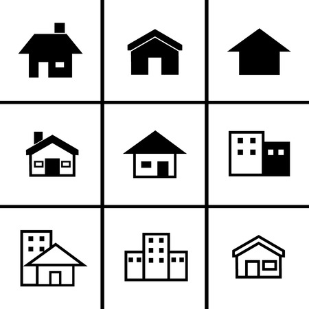 Houses 9 icons setのイラスト素材