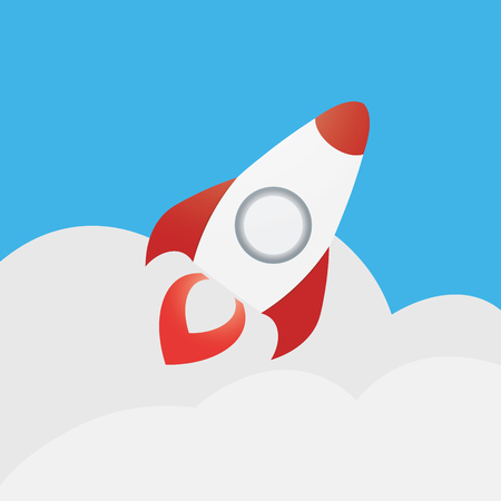 rocket ship fly to skyのイラスト素材