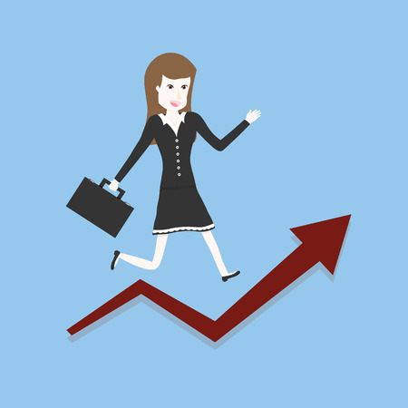 vector woman jump over chartのイラスト素材