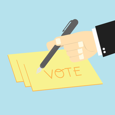 Voting concept by Hand writing paper votesのイラスト素材