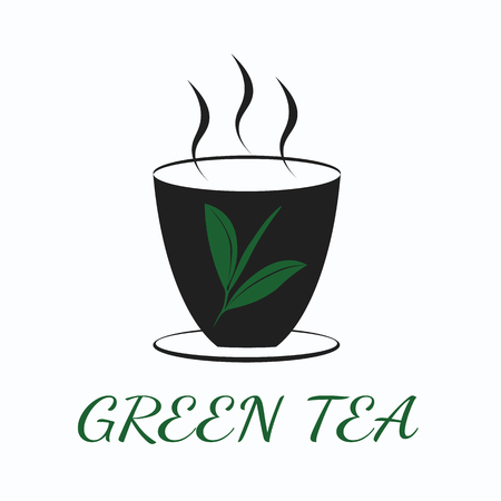 Green tea concept by use three colors and ground white.のイラスト素材