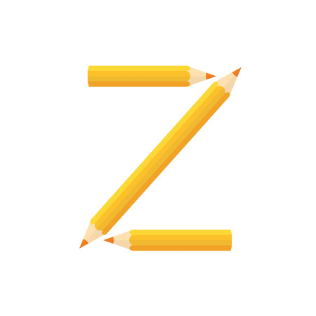 Color wooden pencils concept by Rearrange the letters Z.のイラスト素材