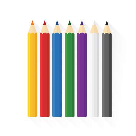 Color wooden pencils concept by Sorted into rows straightのイラスト素材