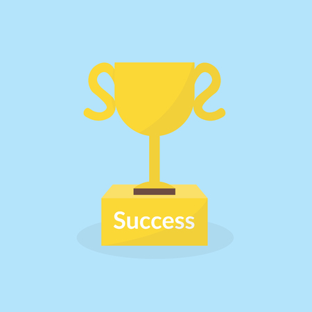 Success concept by the trophy on the podium.のイラスト素材