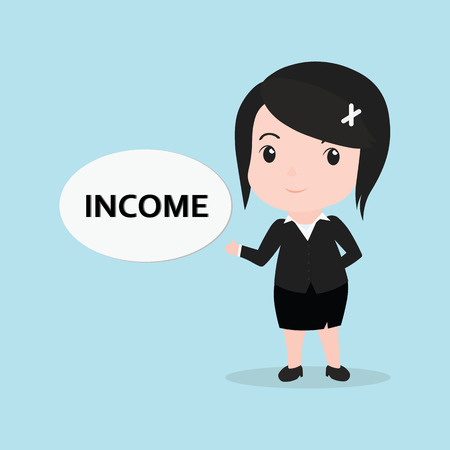 Business Woman concept by message is income.のイラスト素材