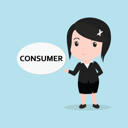 Business Woman concept by message is consumer.のイラスト素材