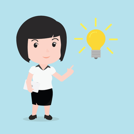 Business woman get something idea, cartoon.のイラスト素材