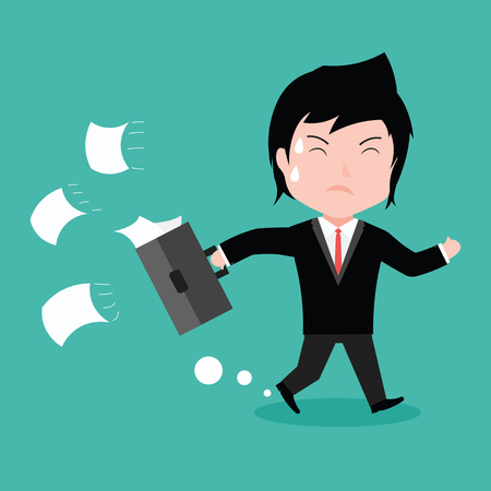 Businessman is running late time, cartoon vector.のイラスト素材
