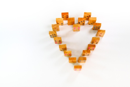 Retro wooden dominos isolated on white backgroundの写真素材