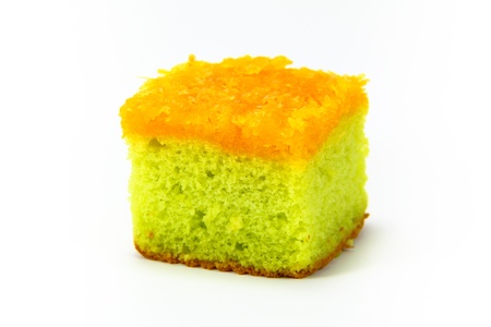 close up of pandan cake with foi thongの写真素材