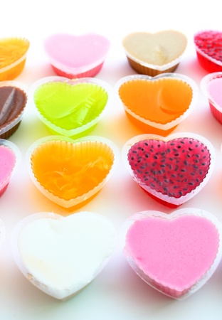 Close up of pile colorful thai jelly on a white backgroundの写真素材