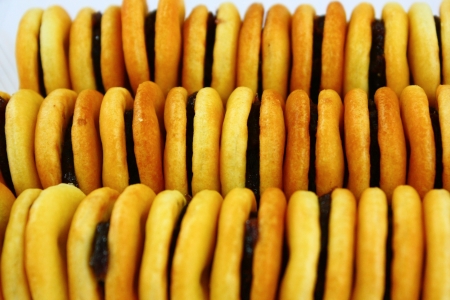 a cookies with jam grapesの写真素材