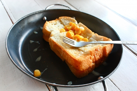 Breakfast of corn on toast